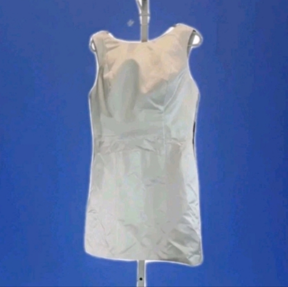 Sleeveless White Satin Shift Dress Formal Wedding Prom Size 8